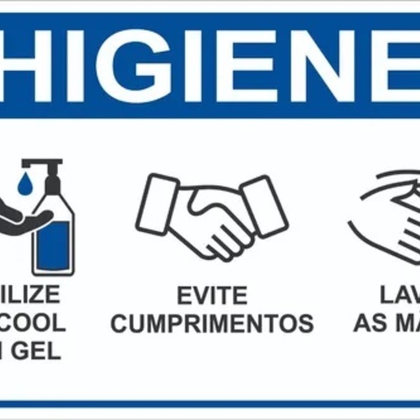 Placa De Sinalização Orientação Higienize Limpe Suas Mãos Tam