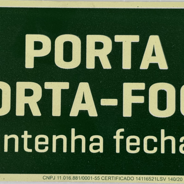 Placa De Sinalização Porta Corta Fogo M4 12x24 Fotoluminescen
