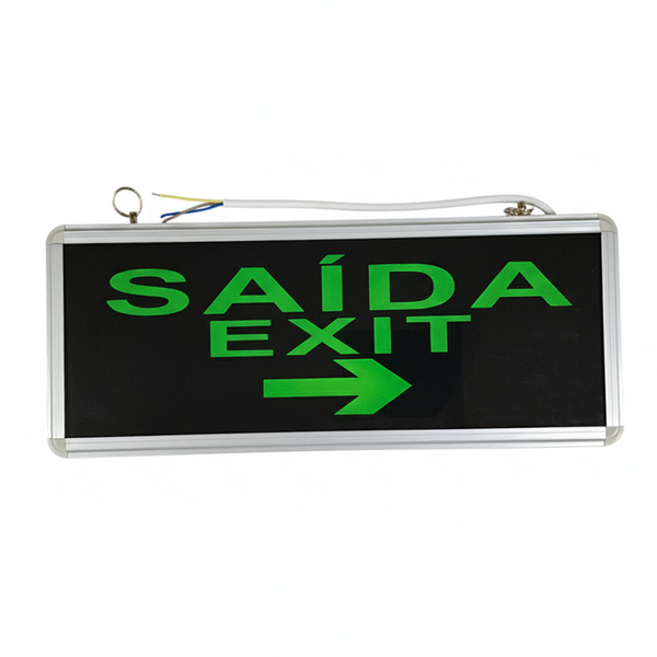 Placa De Sinalizaçao Saida Emergencia Bateria  Lampada Led Lu