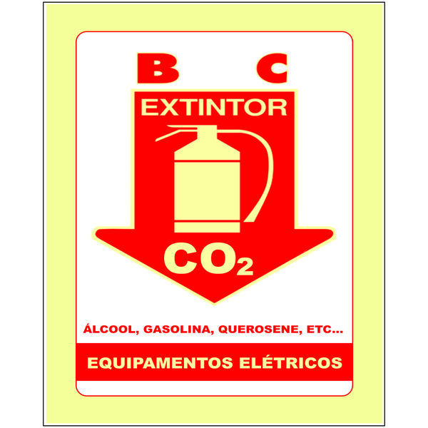 Placa De Sinalização Tamanho:60x40 Extintor Bc (ps 1mm)