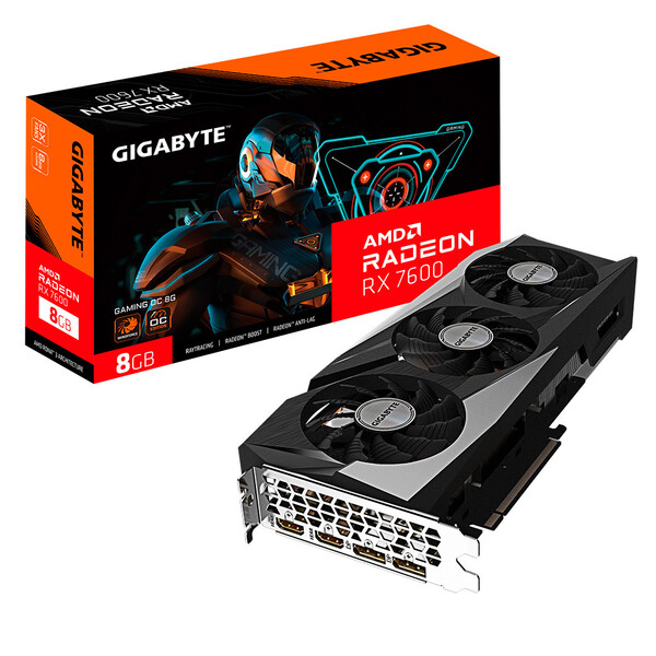 Placa De Vídeo Gigabyte Radeon Rx 7600 Gaming Oc 8gb Gddr6 12