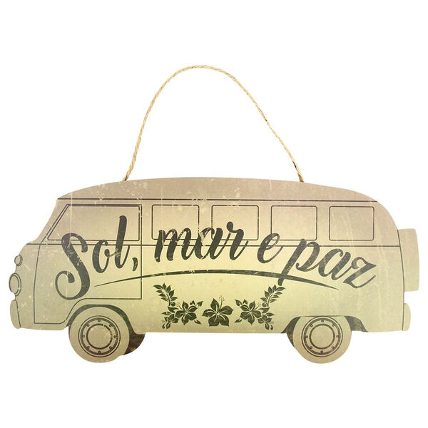 Placa Decoração - Kombi - Sol  Mar E Paz - 40cm