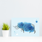 Placa Decoração Minimalista Safari Rinoceronte Azul 30x40cm