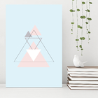 Placa Decoração Minimalista Triângulos Cinza e Rosa 20x30cm