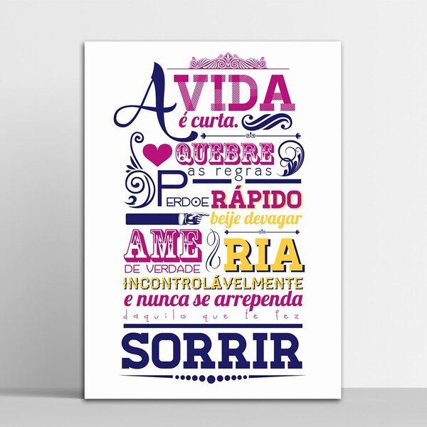 Placa Decorativa A Vida É Sorrir 20x30cm
