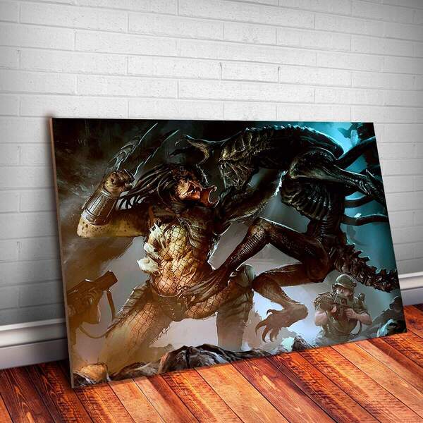 Placa Decorativa Alien 4 E Predador Mdf 20x30cm