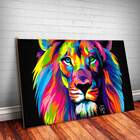 Placa Decorativa Animais 25 Leão Colorido Mdf 30x45cm