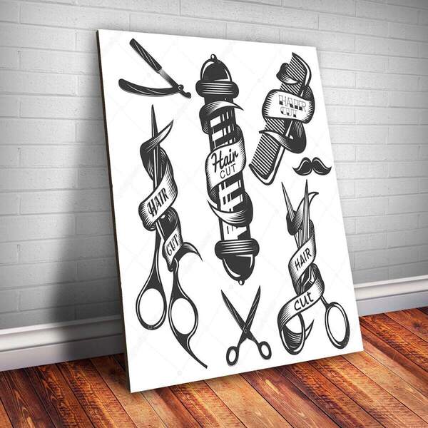 Placa Decorativa Barbearia 21 Desenhos Mdf 30x45cm