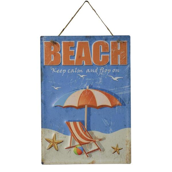 Placa Decorativa Beach Sun Em Ferro L28xp0,5xa40cm