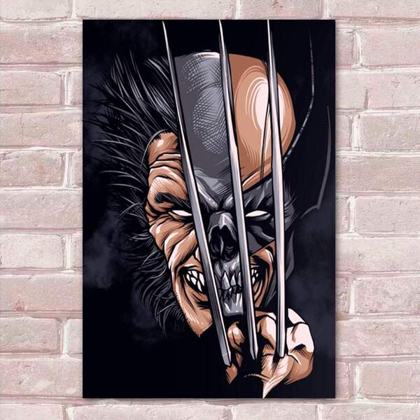 Placa Decorativa Cabeça Wolverine Mdf 30x45cm