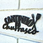 Placa Decorativa Cantinho Churrasco Madeira Garfo Decoração