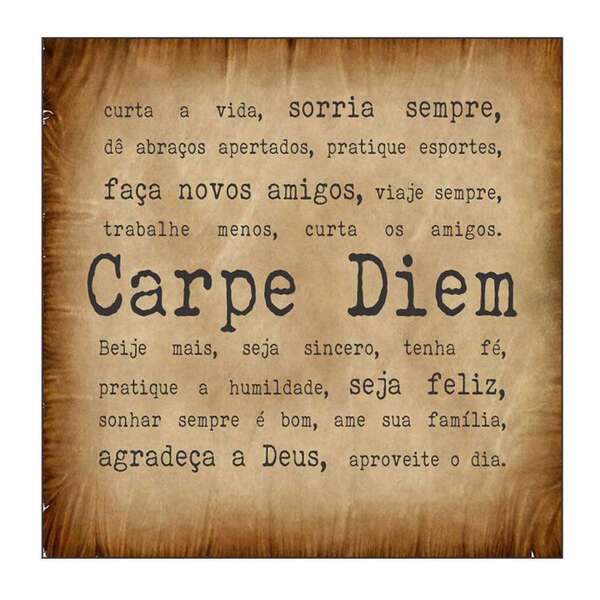 Placa Decorativa Carpe Diem 25x25 Cm Preto