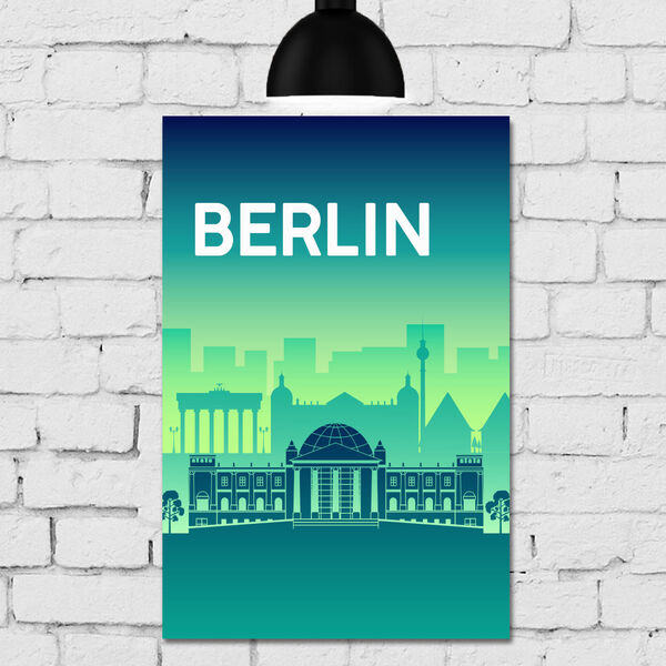 Placa Decorativa Cidades MDF Berlin 30x40cm