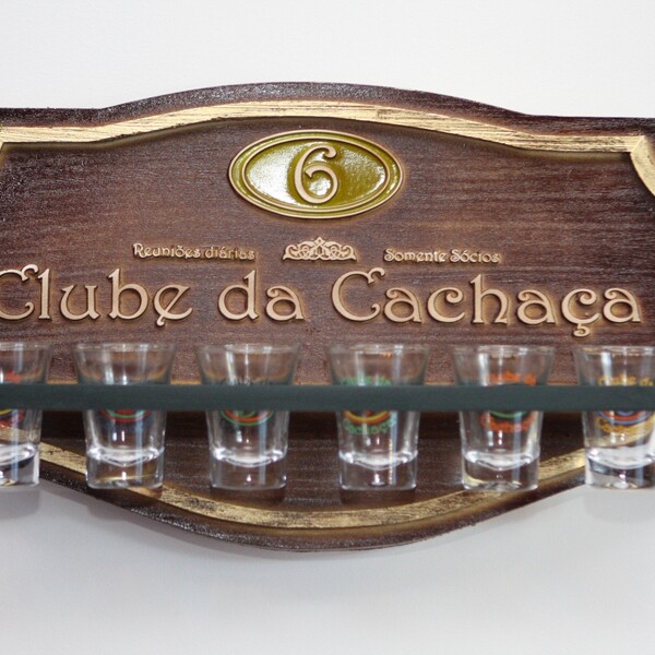Placa Decorativa Clube Da Cachaça + Copos