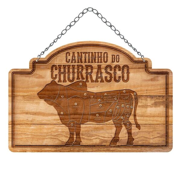 Placa Decorativa Cortes De Carne Cantinho Do Churrasco Com Co