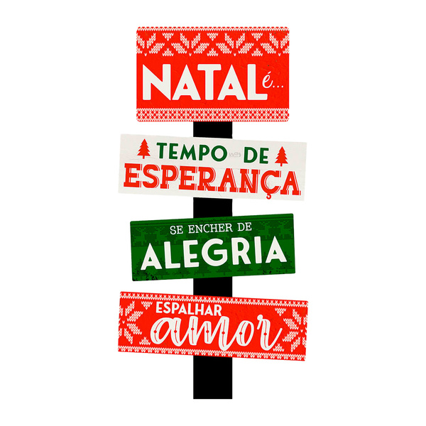 Placa Decorativa De Natal Esperança Alegria E Amor 43x16cm Md