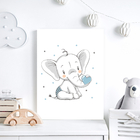 Placa Decorativa Elefante e Coração Azul 20x30cm