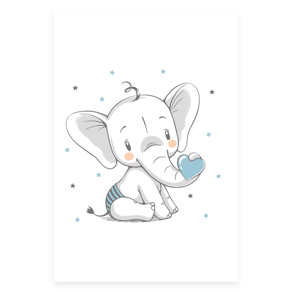 Placa Decorativa Elefante E Coracao Azul 30x40cm Leroy Merlin Elefante fora da selva papel de parede para ilustração 3d de parede. placa decorativa elefante e coracao