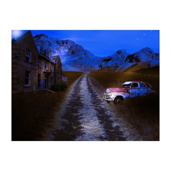 Placa Decorativa Em Mdf Carro Antigo Abandonado Noite 20x30