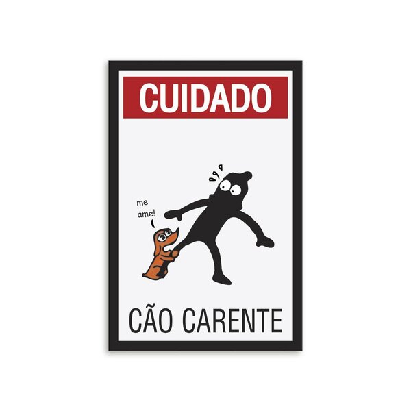 Placa Decorativa Em Mdf Cuidado Cão Carente 20x30