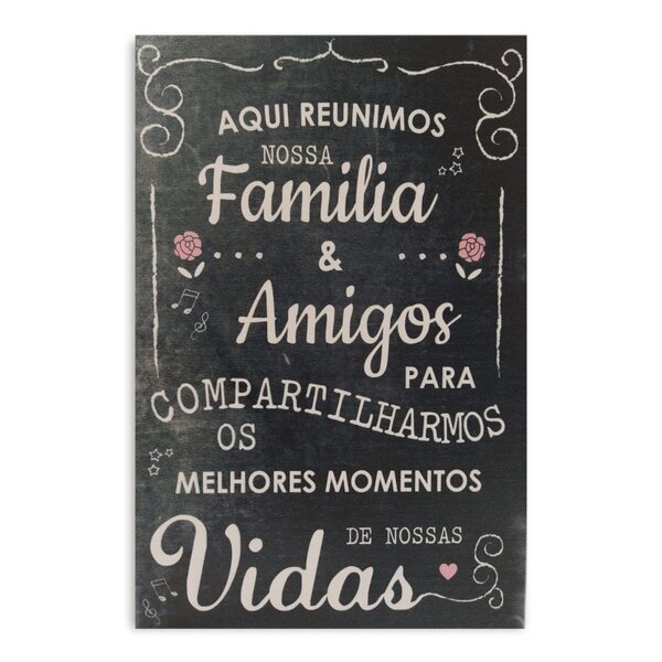 Placa Decorativa Em Mdf Efeito Lousa Família E Amigos 20x30