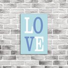 Placa Decorativa Em Mdf Love Branco E Azul 20x30