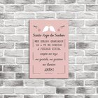Placa Decorativa Em Mdf Oração Santo Anjo Rosa 20x30