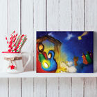 Placa Decorativa em MDF Presépio Sagrada Familia e Reis Magos