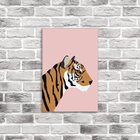 Placa Decorativa Em Mdf Tigre Fundo Rosa 20x30