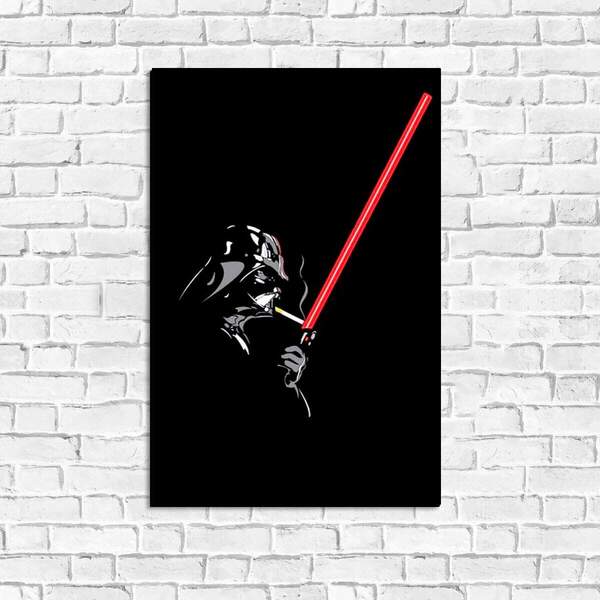 Placa Decorativa Engraçada Darth Vader Fumando Mdf 30x45cm