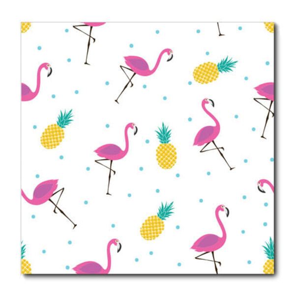 Placa Decorativa - Flamingos E Abacaxis - 1796plmk