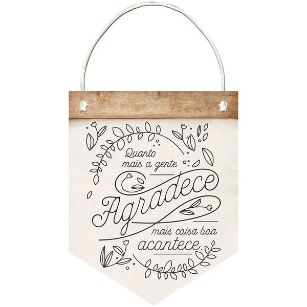 Placa Decorativa Flâmula Gratidão (24x19cm)