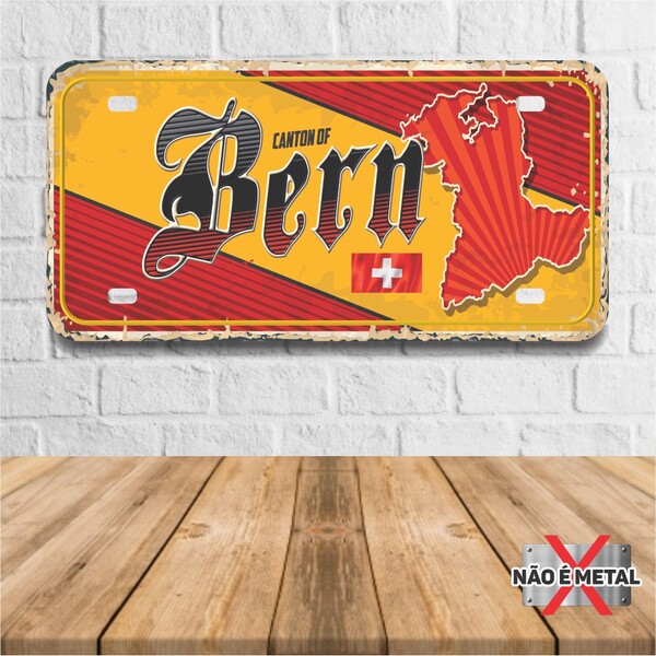 Placa Decorativa Formato Placa De Carro Tema Cidades Berna Su