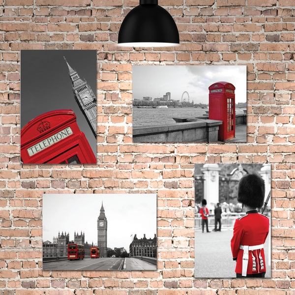 Placa Decorativa Fotos de Londres Kit 4un MDF 20x30cm
