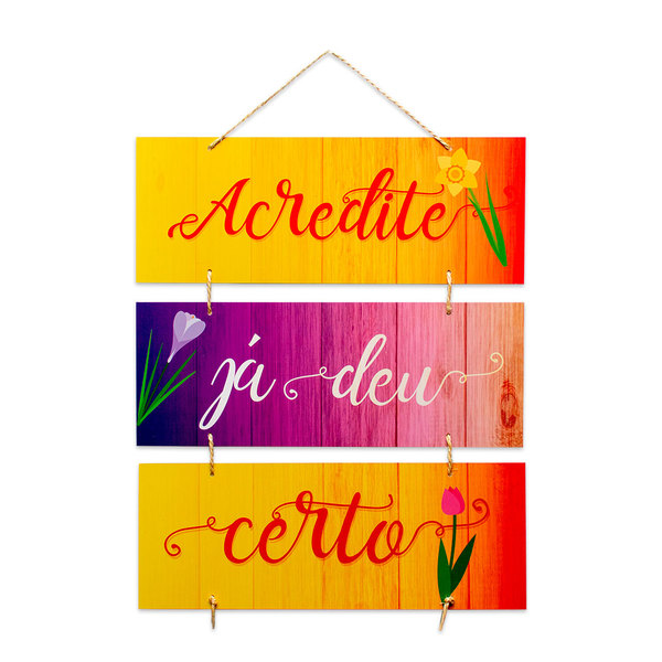 Placa Decorativa Frase Acredite Com Corda 70x40 Cm Leroy Merlin