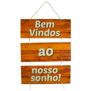 Placa Decorativa Frase Bem Vindos Com Corda 70x40 Cm Leroy Merlin