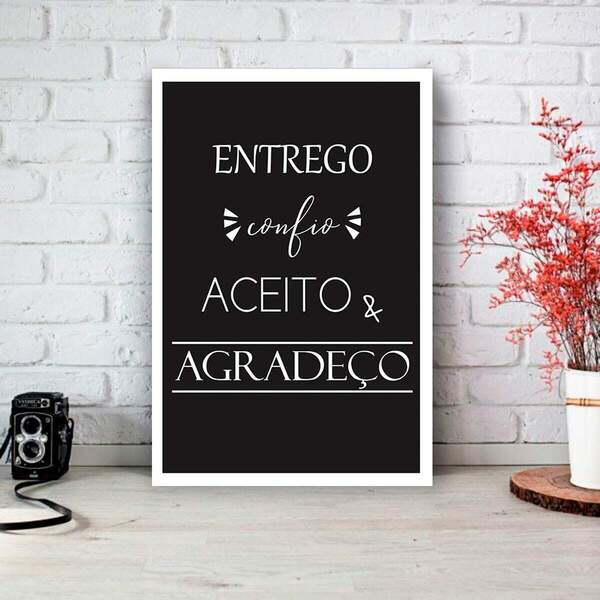 Placa Decorativa Frase Confio E Aceito Mdf 30x45cm