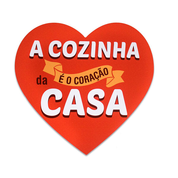 Placa Decorativa Frase Cozinha Coração Recorte 30x30 Cm