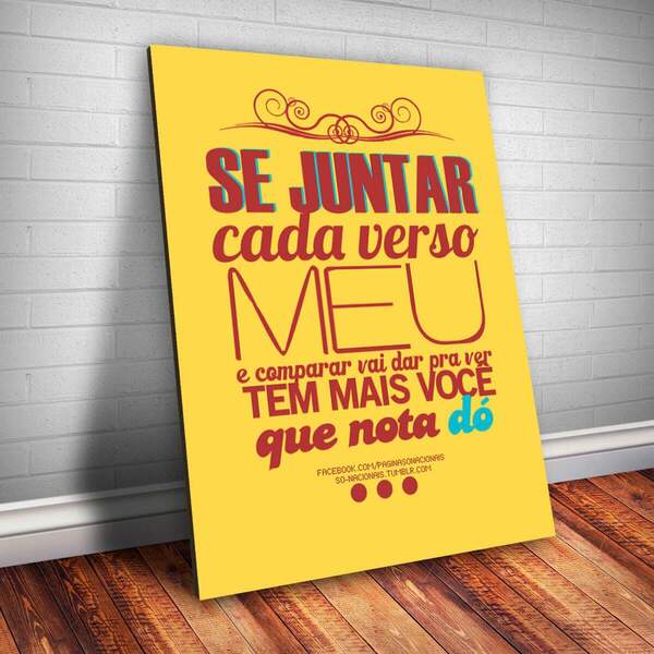 Placa Decorativa Frase De Música 58 Mdf 20x30cm