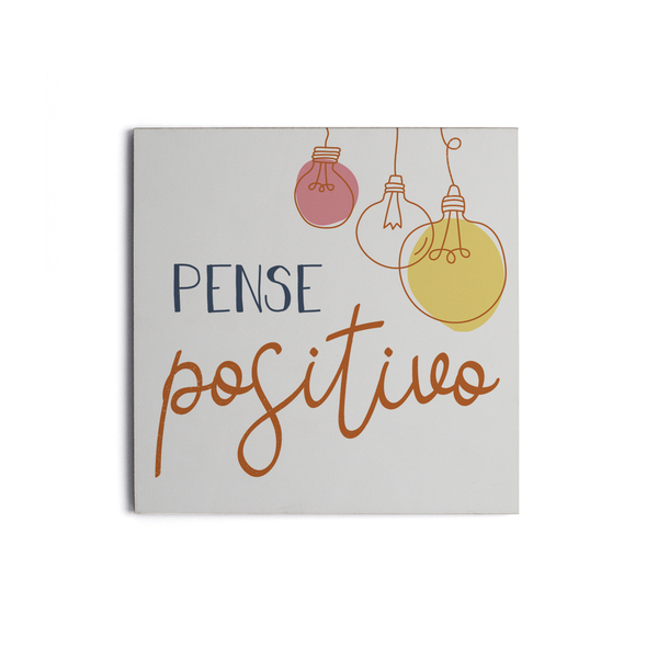 Placa Decorativa Frase Pense Positivo Branco 29x29cm Leroy Merlin