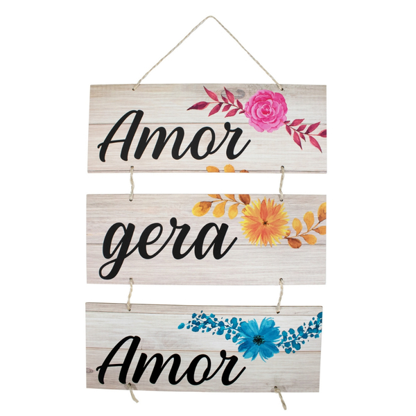 Placa Decorativa Frases Amor Gera Amor Com Corda 70x40 Cm Leroy Merlin