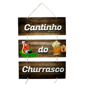 Placa Decorativa Frases Churrasco Com Corda 70x40 Cm Leroy Merlin