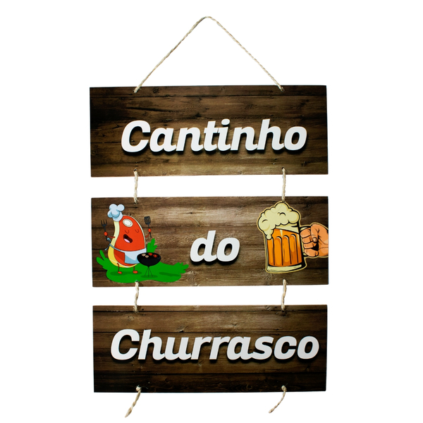 Placa Decorativa Frases Churrasco Com Corda 70x40 Cm Leroy Merlin