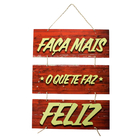 Placa Decorativa Frases Faça mais Mdf Com Corda 70x40 Cm