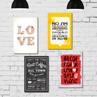 Placa Decorativa Frases Love Café Kit 4un 30x40cm
