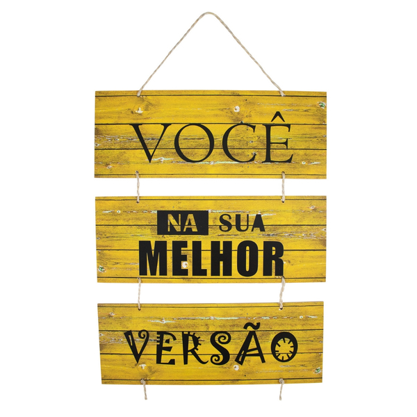 Placa Decorativa Frases Melhor Versao Com Corda 70x40 Cm Leroy Merlin