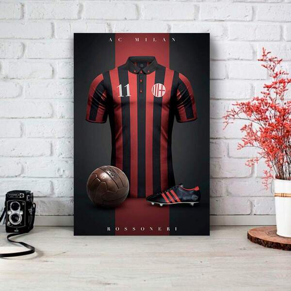 Placa Decorativa Futebol Milan Mdf 30x45cm