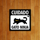 Placa Decorativa Gato Ninja