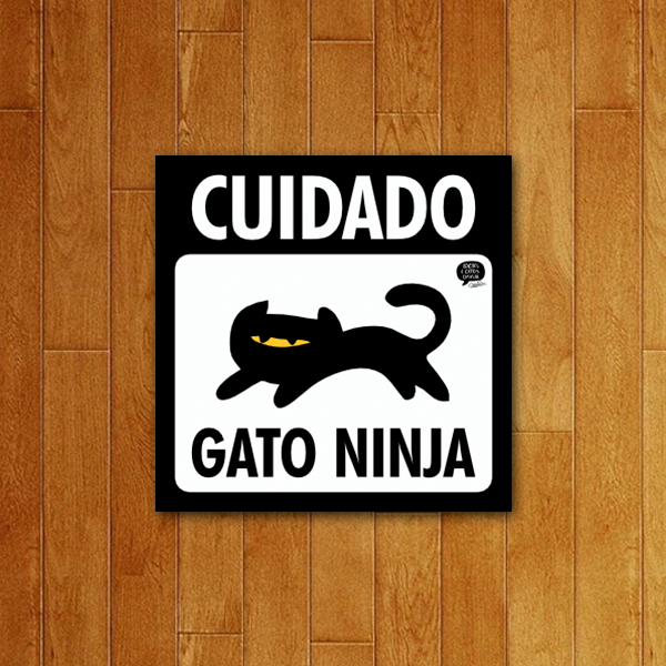 Placa Decorativa Gato Ninja