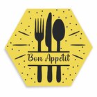 Placa Decorativa Hexagonal Bon Appetit - 25x22 Cm
